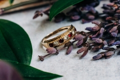 Gold Ring with Red and White Stones