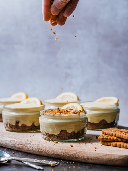 Lemon Mousse With Crumbled Lotus Biscuits