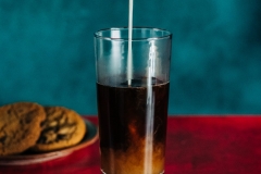 Milk Pour into Coffee Glass