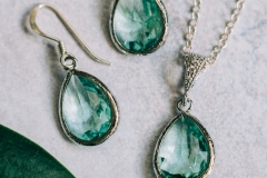 Green Gemstone Earring and Necklace Set